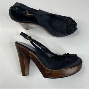 Loeffler‎ Randall Slingback Wood Heels Size 7